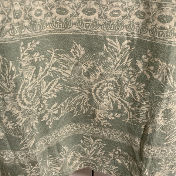 LUCKY BRAND Hi Low Long Sleeve Pullover Boho Green White Floral Top Womens Large - Picture 7 of 11